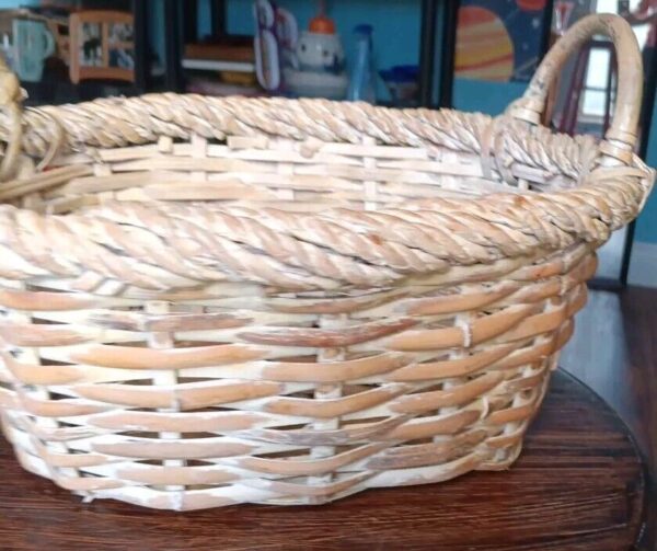 Wicker Basket Rectangle Study Well Made With Handles Farmhouse Country Kitchen - Image 2