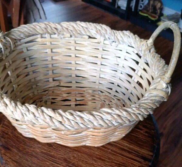 Wicker Basket Rectangle Study Well Made With Handles Farmhouse Country Kitchen - Image 5