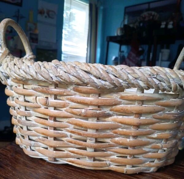 Wicker Basket Rectangle Study Well Made With Handles Farmhouse Country Kitchen - Image 6