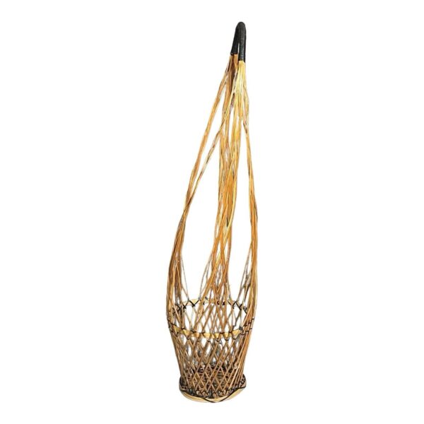 Wicker Basket Tall Wine Carrier Vintage Floral Decorative Boho Woven 21” - Image 3