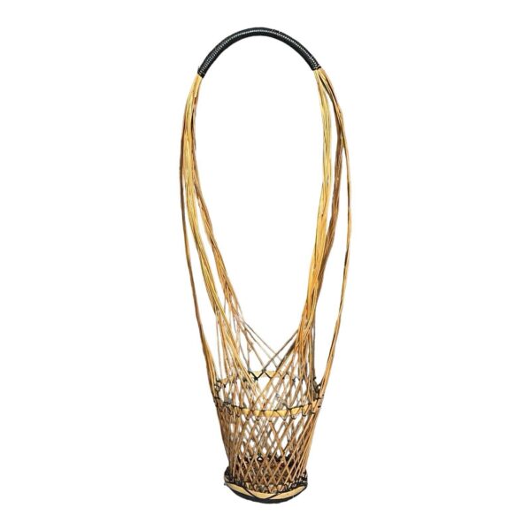 Wicker Basket Tall Wine Carrier Vintage Floral Decorative Boho Woven 21” - Image 4