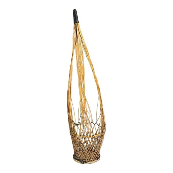 Wicker Basket Tall Wine Carrier Vintage Floral Decorative Boho Woven 21” - Image 5