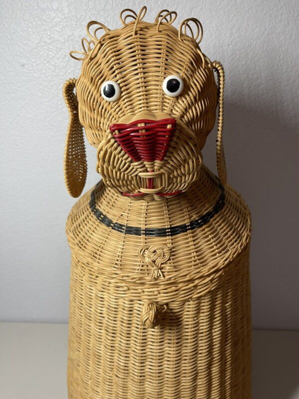 Wicker Dog Basket Hamper Retriever Vintage Large Boho Decor - Image 2