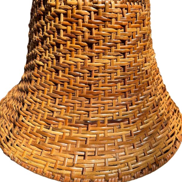 Wicker Lamp Shade Woven Straw Rattan Coastal Rustic Farmhouse Boho Brown 14" - Image 2