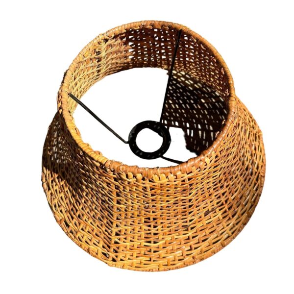 Wicker Lamp Shade Woven Straw Rattan Coastal Rustic Farmhouse Boho Brown 14" - Image 4