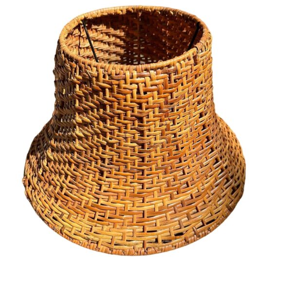 Wicker Lamp Shade Woven Straw Rattan Coastal Rustic Farmhouse Boho Brown 14" - Image 5