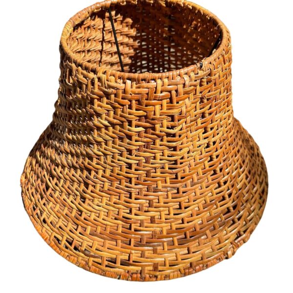 Wicker Lamp Shade Woven Straw Rattan Coastal Rustic Farmhouse Boho Brown 14" - Image 6