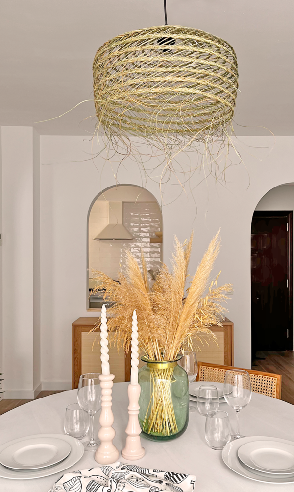 Wicker lampshade - Pendant Light Handcrafted Esparto Lampshade and straw weaving