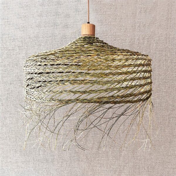 Wicker lampshade - Pendant Light Handcrafted Esparto Lampshade and straw weaving - Image 2