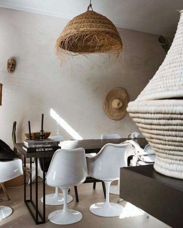 Wicker Luminaire Lampshade / suspension palm leaves - natural fiber Morocco Emma - Image 5