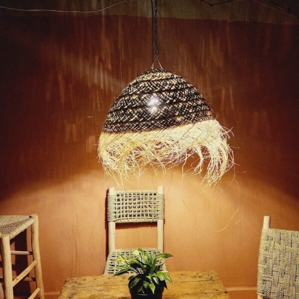 Wicker Luminaire Lampshade / suspension palm leaves - natural fiber Morocco Emma - Image 6