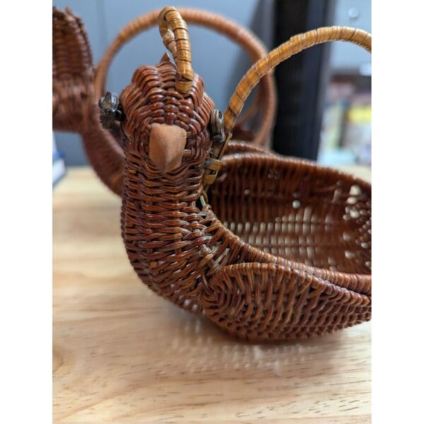 Wicker MCM mini baskets quail and bunny 5 to 6 inch lot of 2 boho cottagecore - Image 3