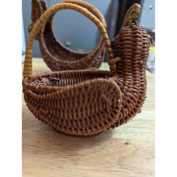 Wicker MCM mini baskets quail and bunny 5 to 6 inch lot of 2 boho cottagecore - Image 5