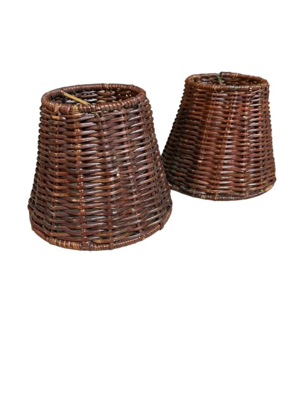 Wicker Mini Lamp Shades Clip On Vintage Set Of 2 Cottagecore Farmhouse - Image 6