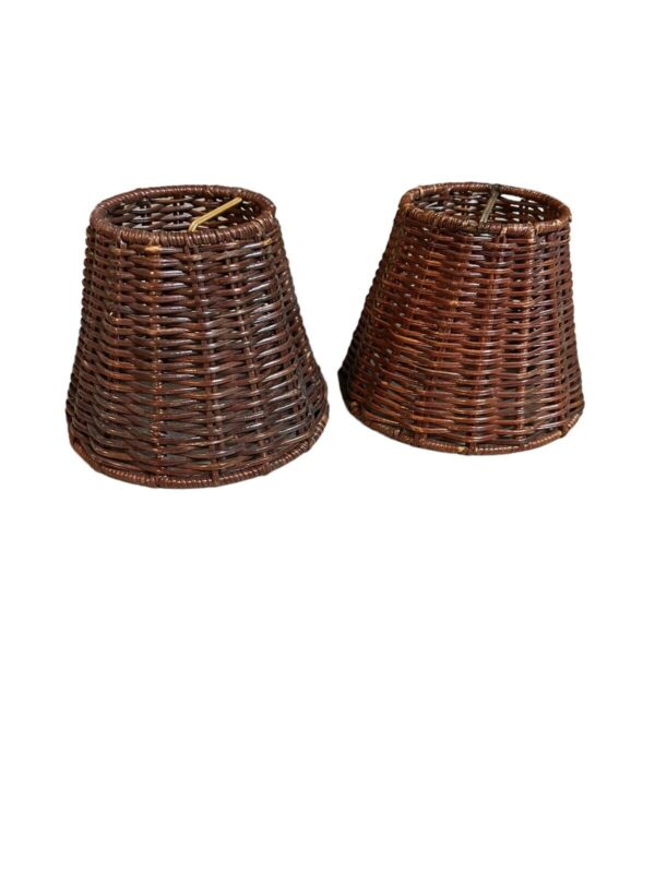 Wicker Mini Lamp Shades Clip On Vintage Set Of 2 Cottagecore Farmhouse