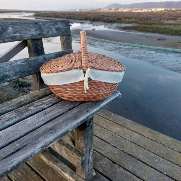 Wicker Picnic Basket / Picnic Basket with Lid / Boho Basket / Picnic Storage Ba - Image 5