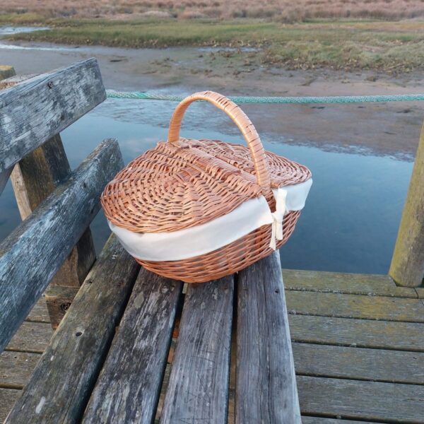 Wicker Picnic Basket / Picnic Basket with Lid / Boho Basket / Picnic Storage Ba - Image 6