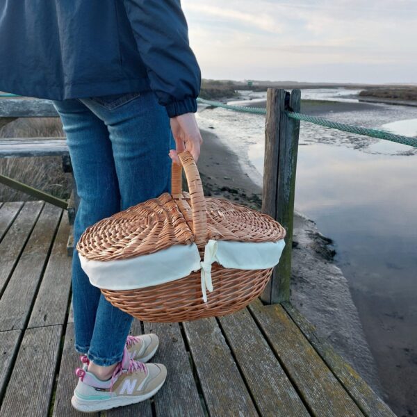 Wicker Picnic Basket / Picnic Basket with Lid / Boho Basket / Picnic Storage Ba