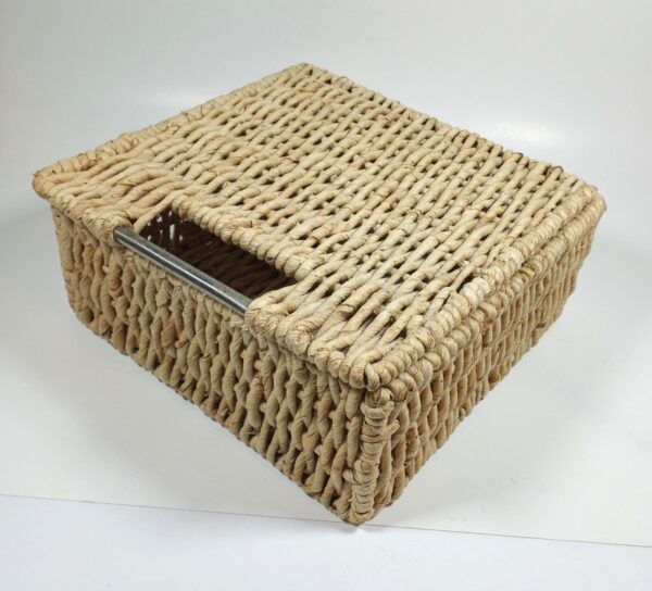 Wicker Rattan Basket Trinket Box With Lid Hinges Natural Farm House Storage - Image 2