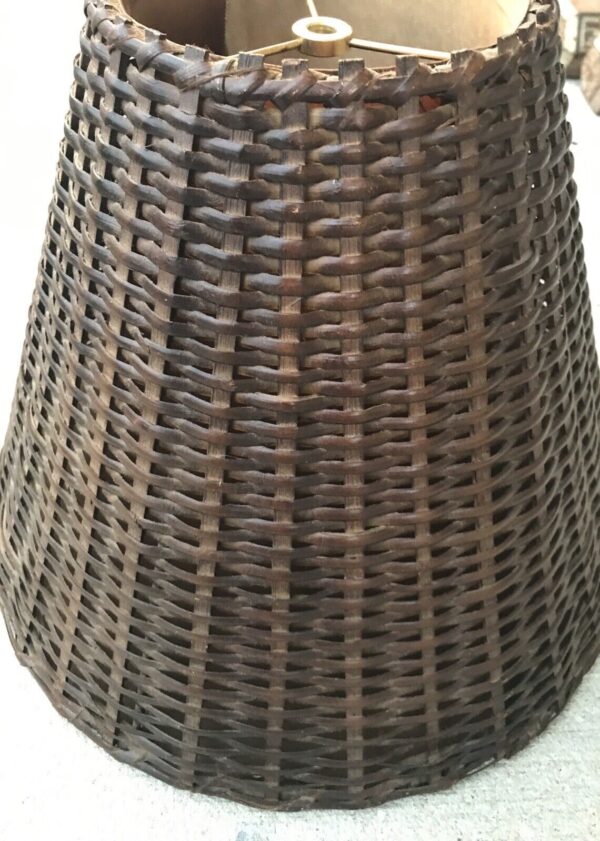 WICkER RATTAN BELL SHAPE Lamp Shade Lined Tropical Boho Bohemian Cottage Style - Image 3