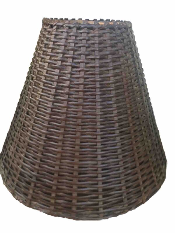 WICkER RATTAN BELL SHAPE Lamp Shade Lined Tropical Boho Bohemian Cottage Style - Image 4