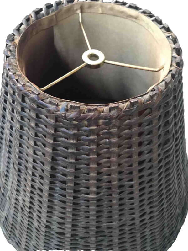 WICkER RATTAN BELL SHAPE Lamp Shade Lined Tropical Boho Bohemian Cottage Style - Image 5