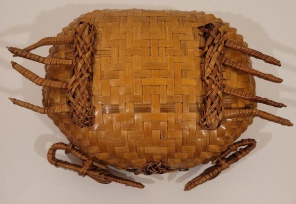 Wicker Rattan Crab Shape Basket Beach, Ocean, Seaside, Coastal Décor Vtg BOHO 7" - Image 3