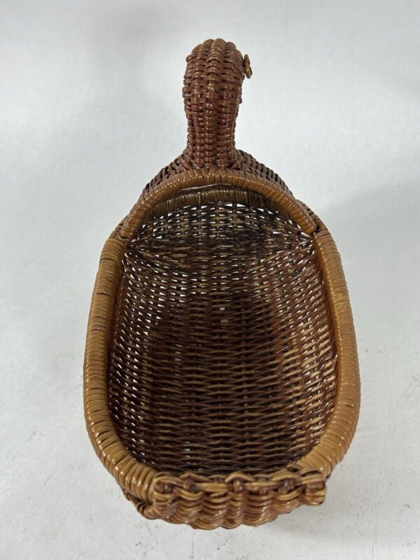 Wicker Rattan Duck Basket W/ Wooden Beak Duck Shaped Basket Handmade Boho Chic - Image 6