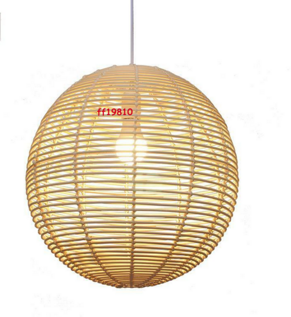 Wicker Rattan Globe Shade Pendant Light Fixture Rustic Hanging Lamp Dining Room - Image 5