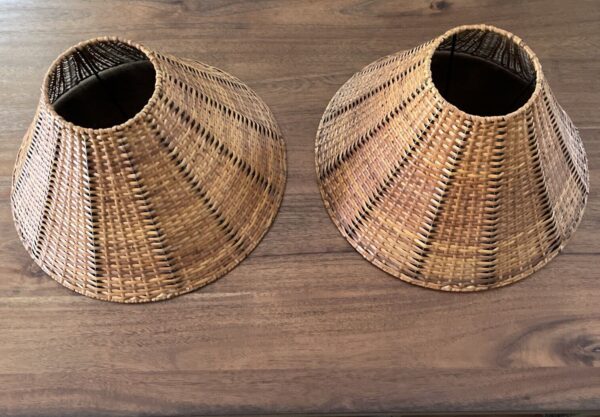 Wicker Rattan Lamp Shades Set 15” Diameter 10” Tall