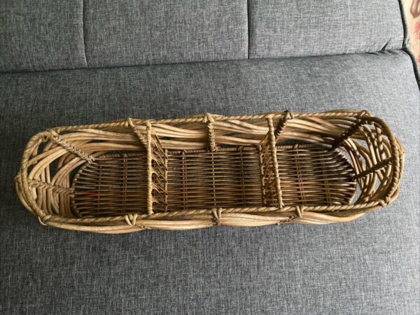 Wicker Rattan Weaved Boho Woven Utensil Caddy Divided Rectangle 16" Basket-EUC! - Image 2