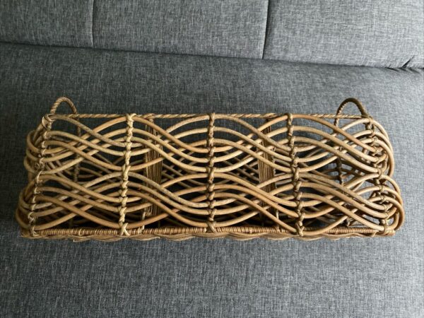 Wicker Rattan Weaved Boho Woven Utensil Caddy Divided Rectangle 16" Basket-EUC! - Image 3