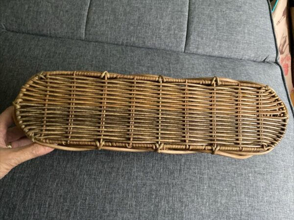 Wicker Rattan Weaved Boho Woven Utensil Caddy Divided Rectangle 16" Basket-EUC! - Image 4