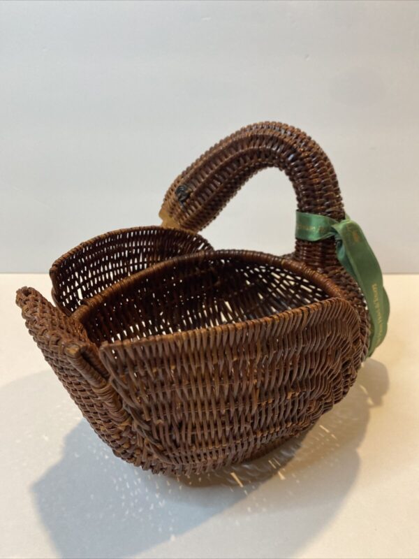 Wicker Rattan Woven Basket Swan Or Goose with Wooden Beak Handmade Boho Chic - Image 4