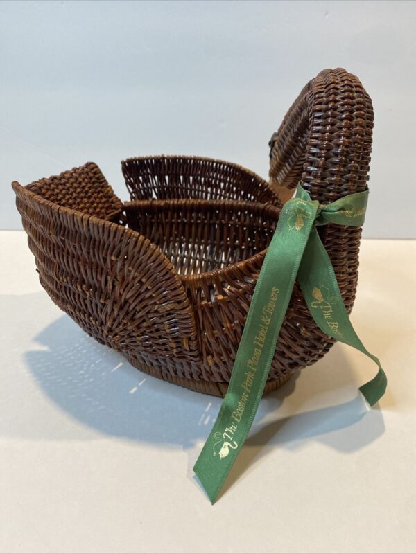 Wicker Rattan Woven Basket Swan Or Goose with Wooden Beak Handmade Boho Chic - Image 5