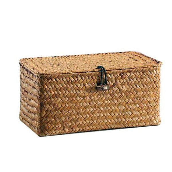 Wicker Storage Basket Woven Rattan Storage Laundry Basket With Lid - Image 2