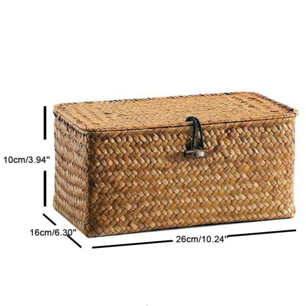 Wicker Storage Basket Woven Rattan Storage Laundry Basket With Lid - Image 3