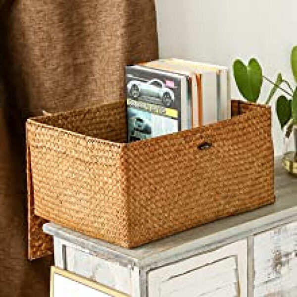 Wicker Storage Basket Woven Rattan Storage Laundry Basket With Lid - Image 4