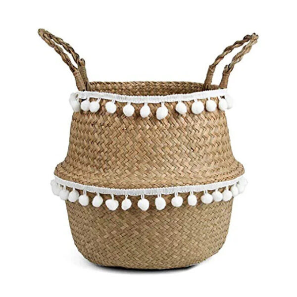 Wicker Storage Baskets Potted Planter Laundry Basket Folding Eco-Friendly Boho - Image 6