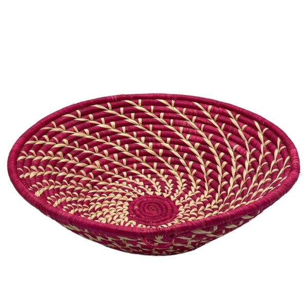 Wicker Straw Rattan Woven Basket Tray Serving Wall Art Boho 12” Red Pink Color - Image 3