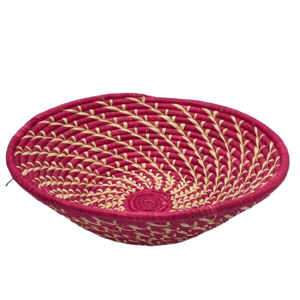 Wicker Straw Rattan Woven Basket Tray Serving Wall Art Boho 12” Red Pink Color - Image 4