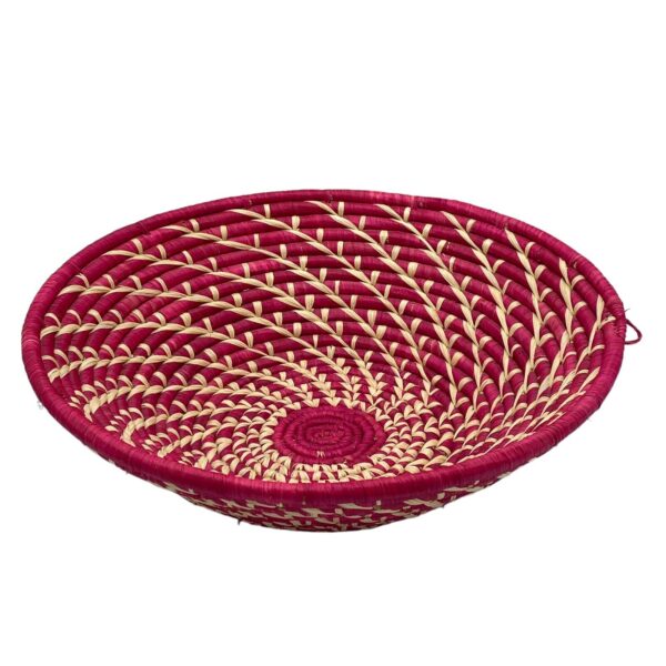 Wicker Straw Rattan Woven Basket Tray Serving Wall Art Boho 12” Red Pink Color - Image 5