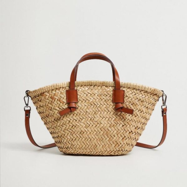 Wicker Woven Basket Bags Rattan Women Handbags Beach Straw Tote Crossbody Bag - Image 3