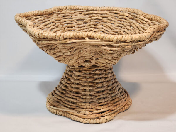 Wicker Woven Grass Pedestal Fruit Bowl Plant Holder Tiki Bar Patio Boho 12 x 8" - Image 3