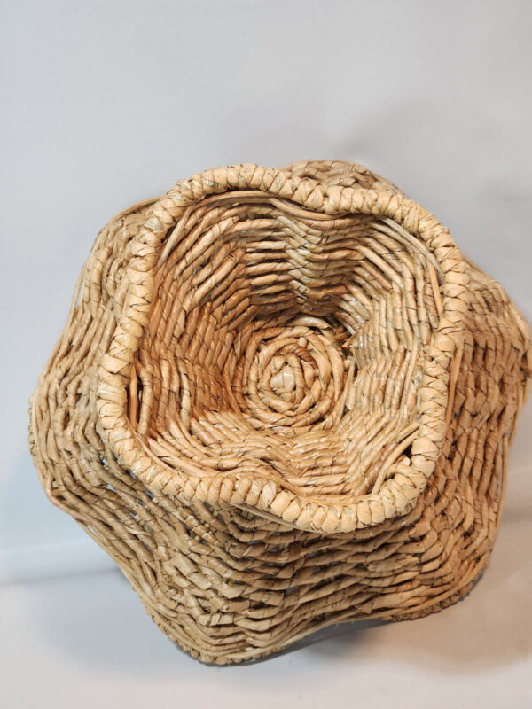 Wicker Woven Grass Pedestal Fruit Bowl Plant Holder Tiki Bar Patio Boho 12 x 8" - Image 4