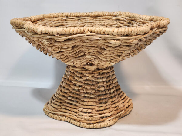 Wicker Woven Grass Pedestal Fruit Bowl Plant Holder Tiki Bar Patio Boho 12 x 8" - Image 5