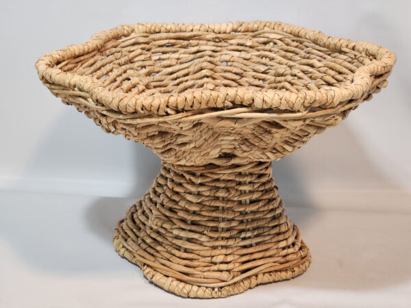 Wicker Woven Grass Pedestal Fruit Bowl Plant Holder Tiki Bar Patio Boho 12 x 8" - Image 6