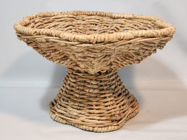 Wicker Woven Grass Pedestal Fruit Bowl Plant Holder Tiki Bar Patio Boho 12 x 8"