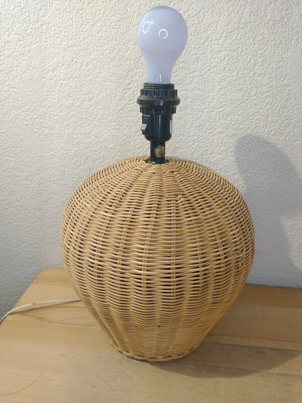 Wicker Woven Natural Rattan Table Lamp Decorative 15" Tall Boho No shade - Image 2