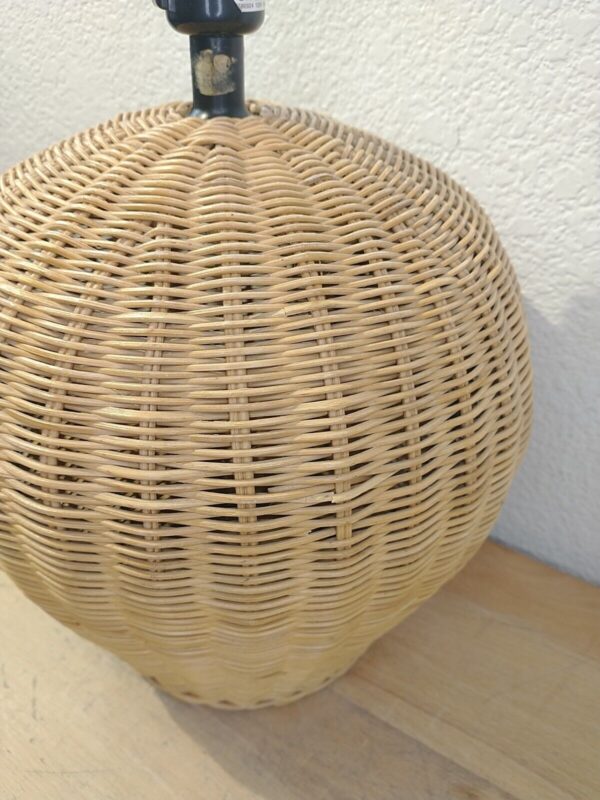 Wicker Woven Natural Rattan Table Lamp Decorative 15" Tall Boho No shade - Image 3